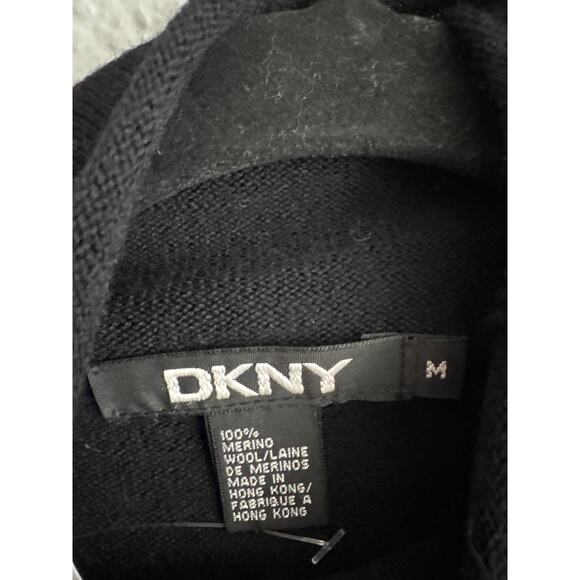 Vintage Y2K Women's DKNY 100% Wool Ruffle Front Sweater Whimsigoth Witchy sz M - Picture 2 of 3